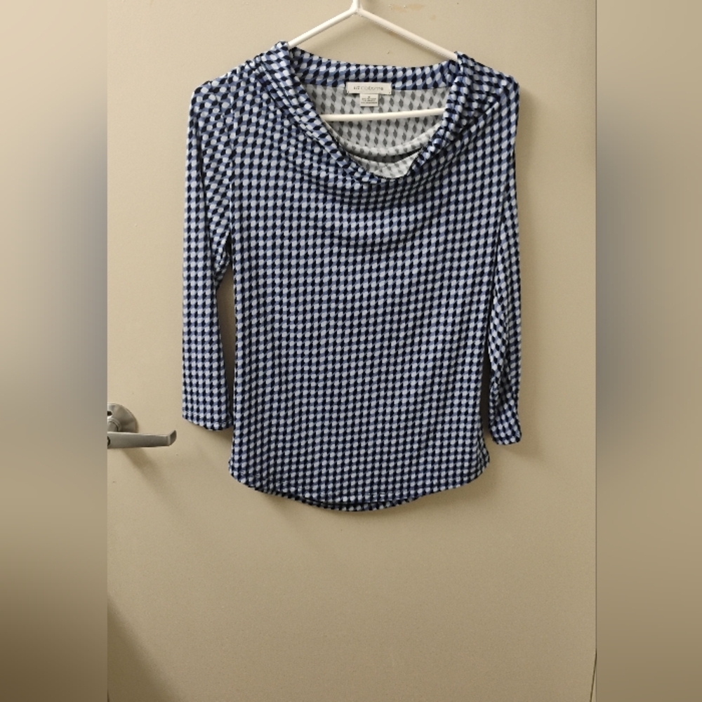 Vintage 2000s Liz Claiborne Geometric Print Cowl Neck Top Sz S